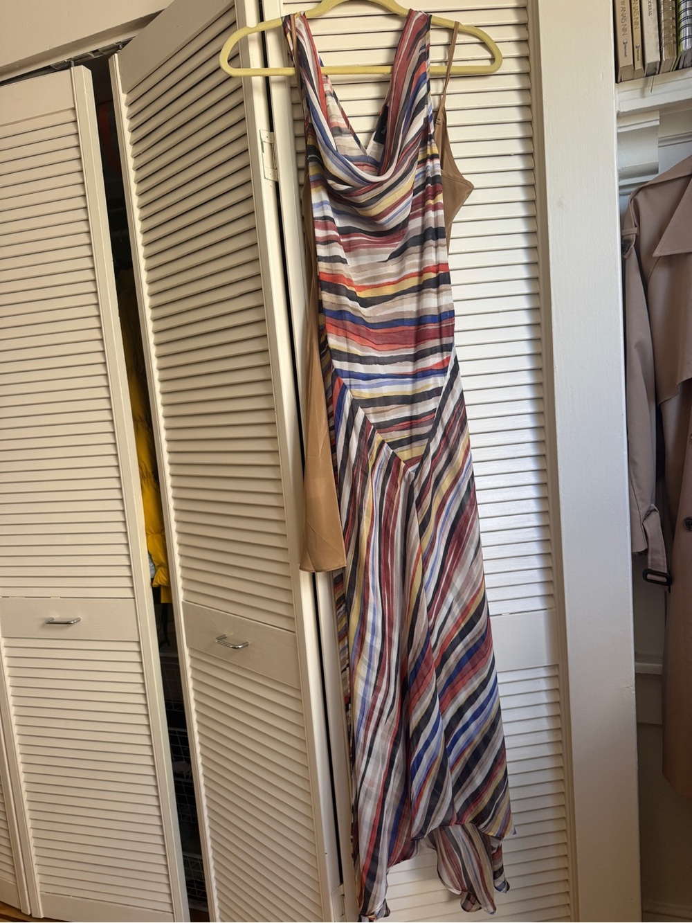 Realisation Par Cora Striped Backless Cowl Dress in Multi-Color